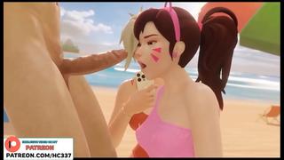 OVERWATCH HOTTEST D.VA BLOWJOB ON THE BEACH