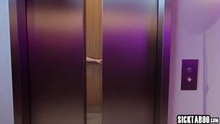 Wet petite teen Liz Jordan having hardcore public sex with stranger in the elevator